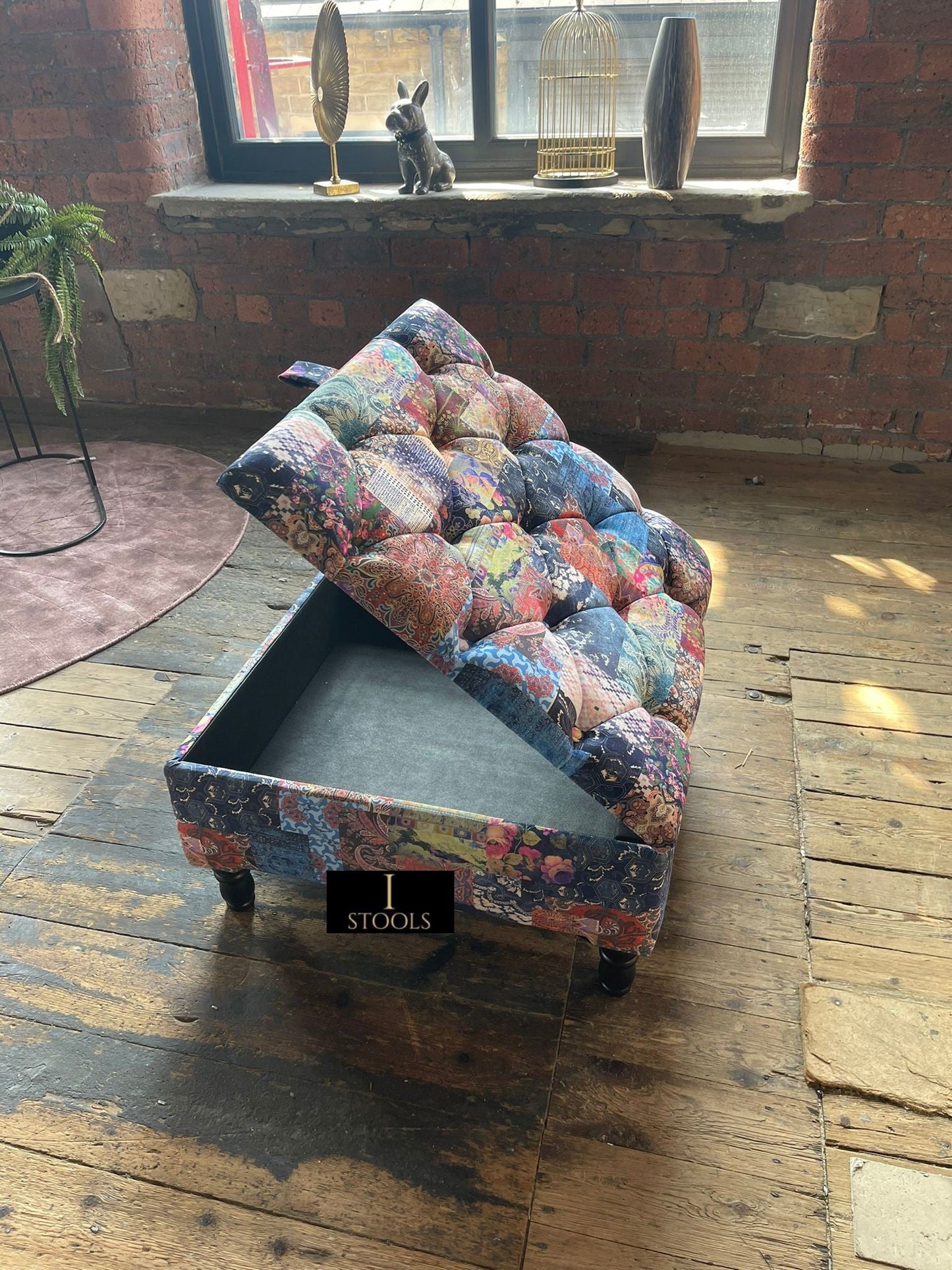 PREMIUM Ottoman storage square Demask multicolour - ISTOOLS