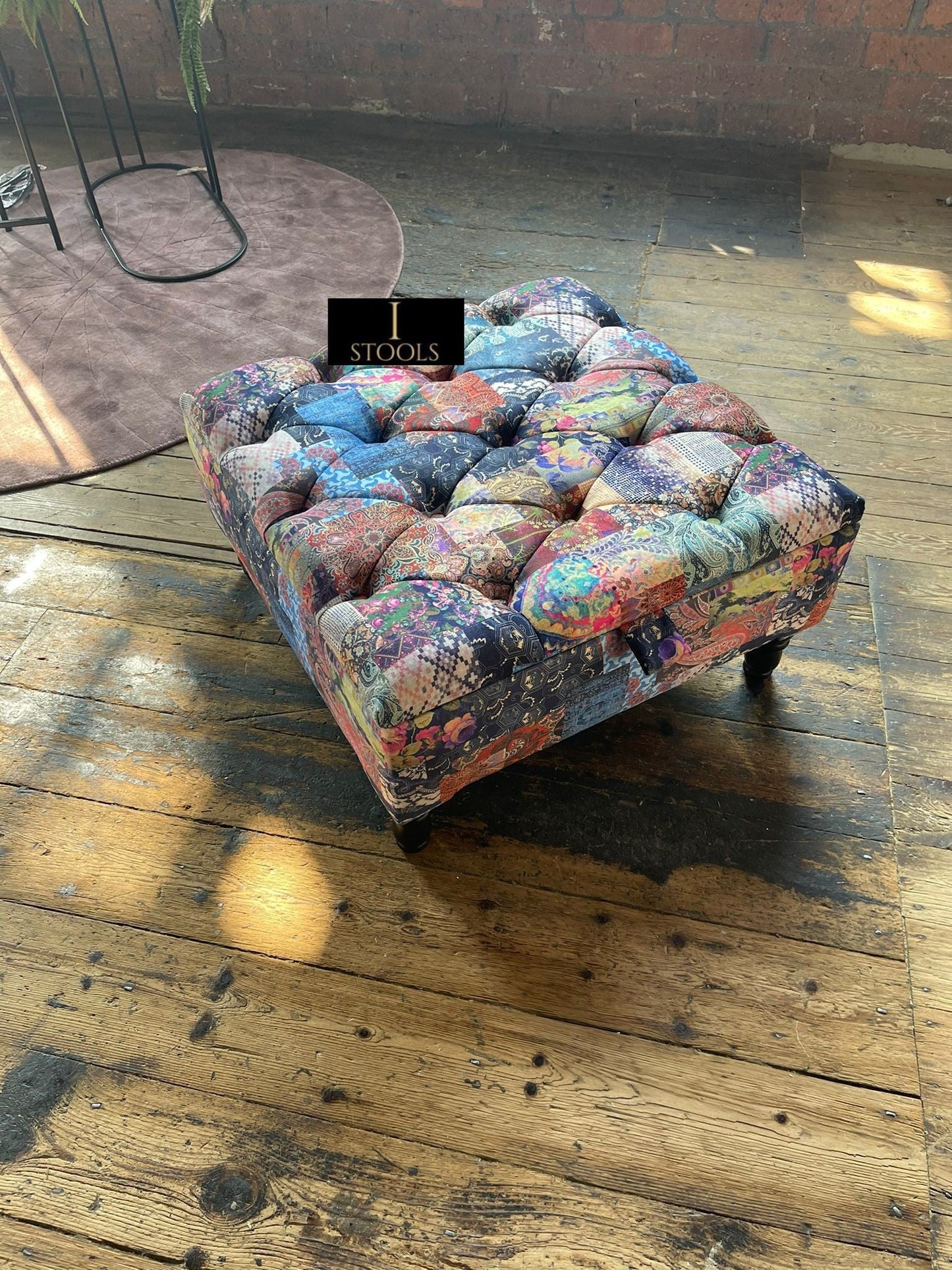PREMIUM Ottoman storage square Demask multicolour - ISTOOLS