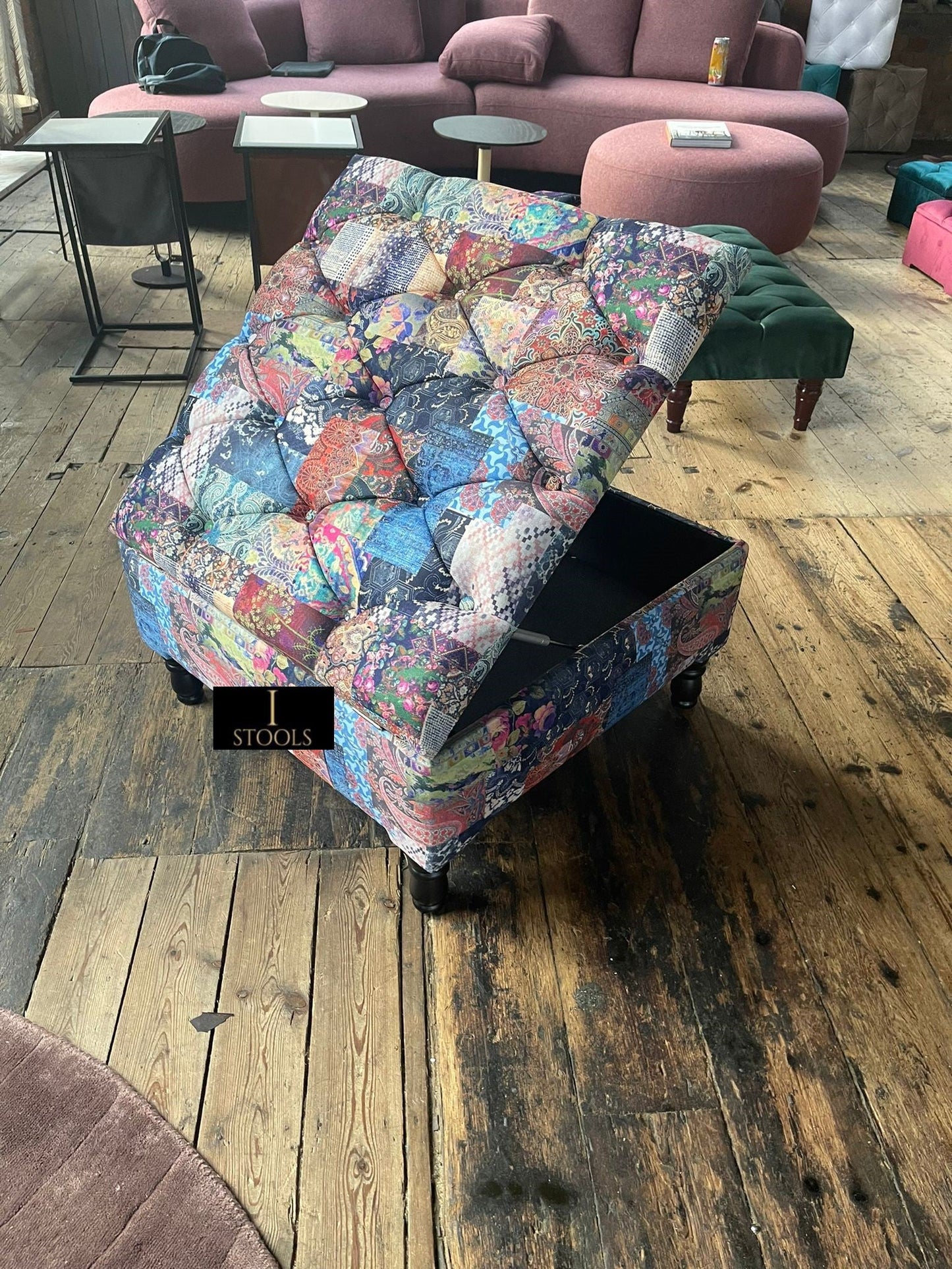 PREMIUM Ottoman storage square Demask multicolour - ISTOOLS