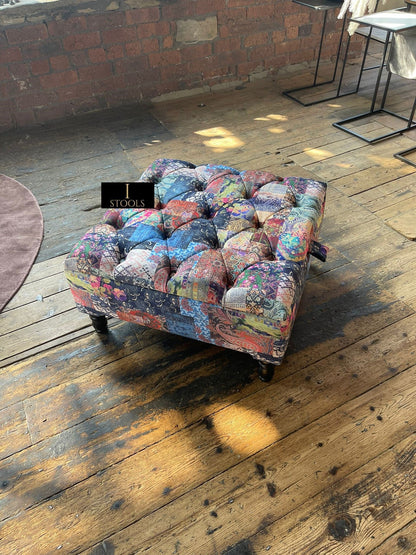 PREMIUM Ottoman storage square Demask multicolour - ISTOOLS