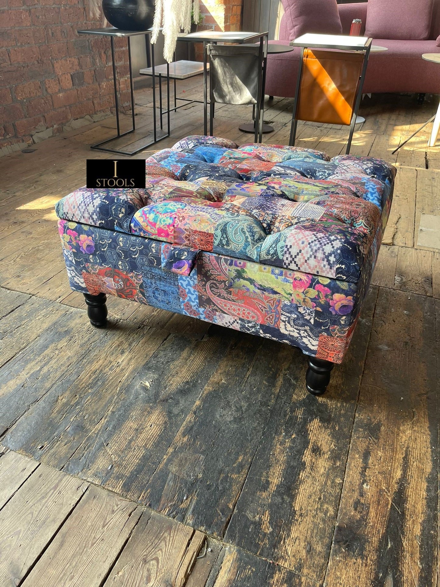 PREMIUM Ottoman storage square Demask multicolour - ISTOOLS