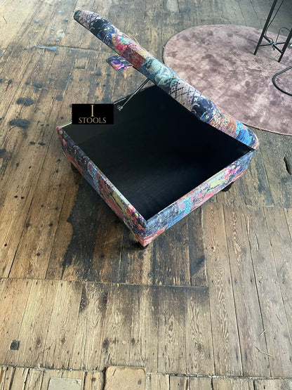 PREMIUM Ottoman storage square Demask multicolour - ISTOOLS