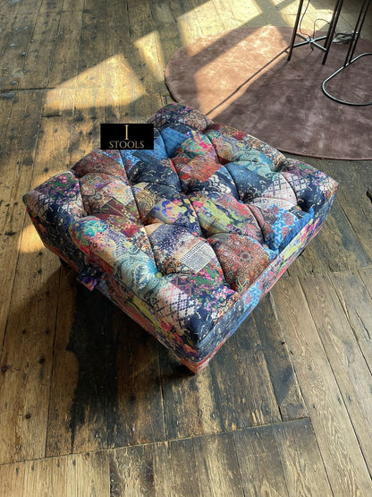 PREMIUM Ottoman storage square Demask multicolour - ISTOOLS