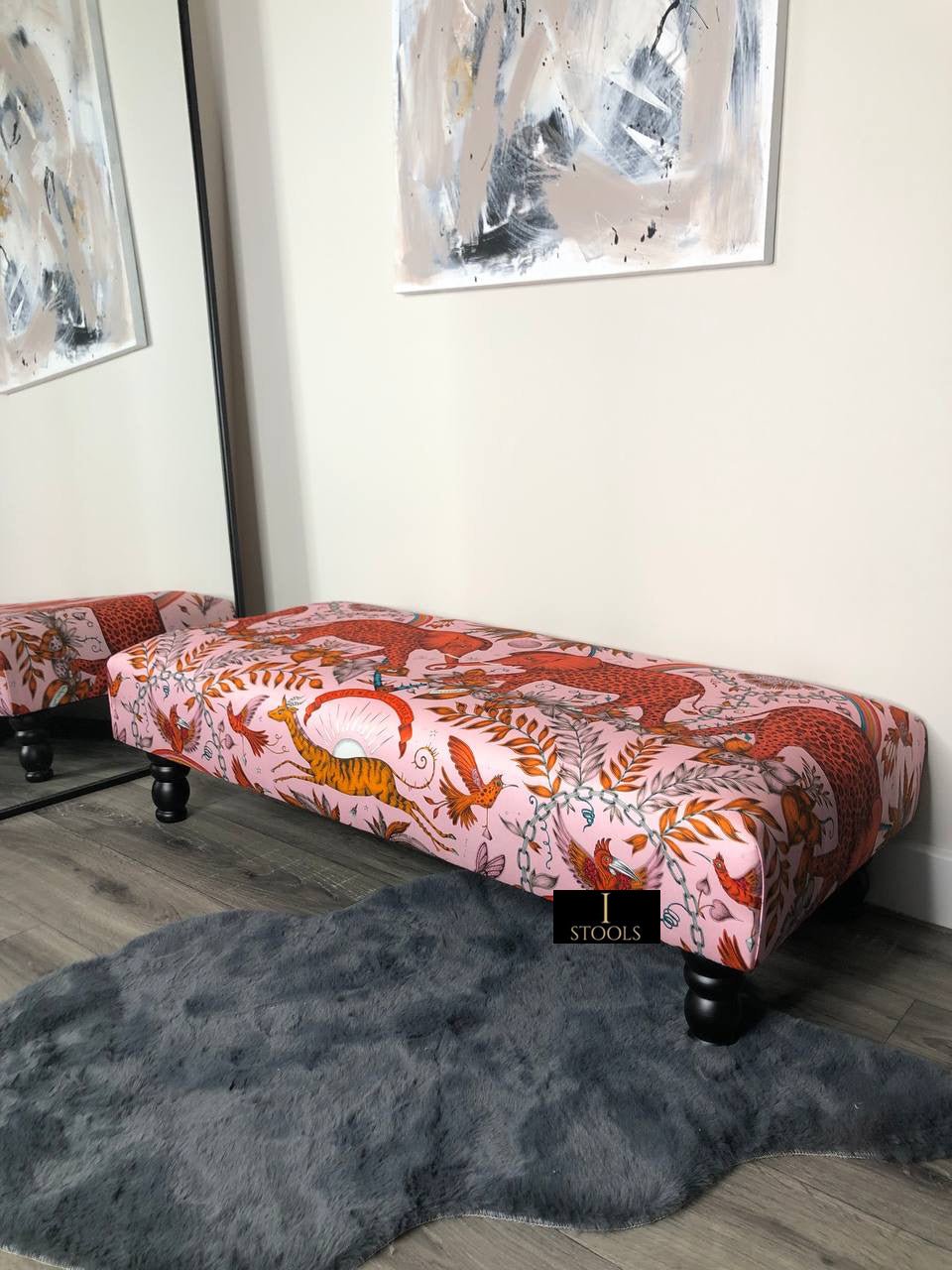 Printed multicolour Fabric Bespoke Footstool - ISTOOLS