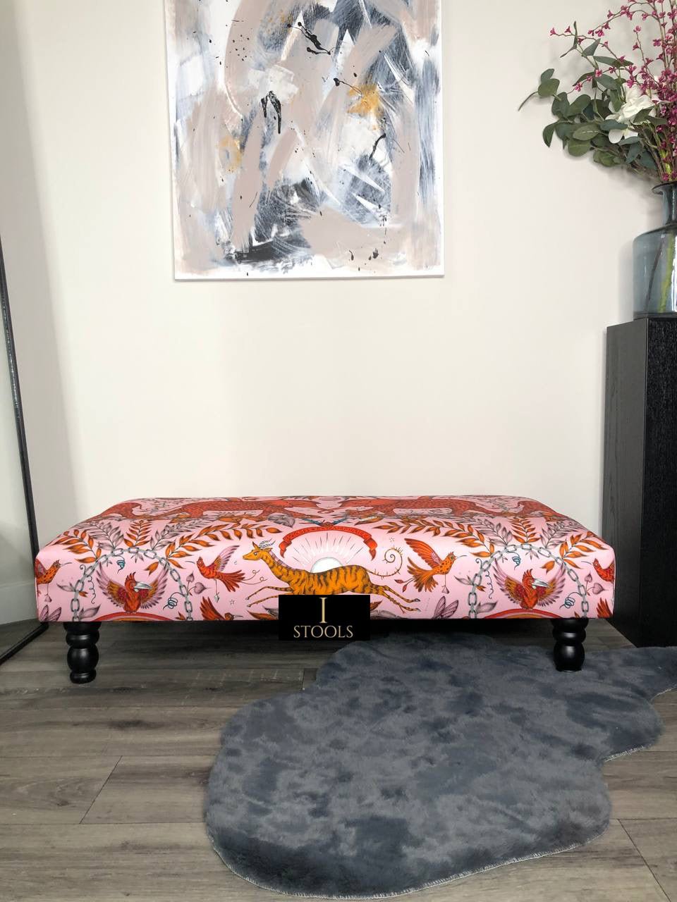 Printed multicolour Fabric Bespoke Footstool - ISTOOLS