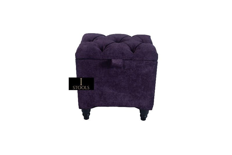 Purple Aubergine Small Storage Box | Purple Footstool with Storage UK | Purple Velvet Stool - ISTOOLS