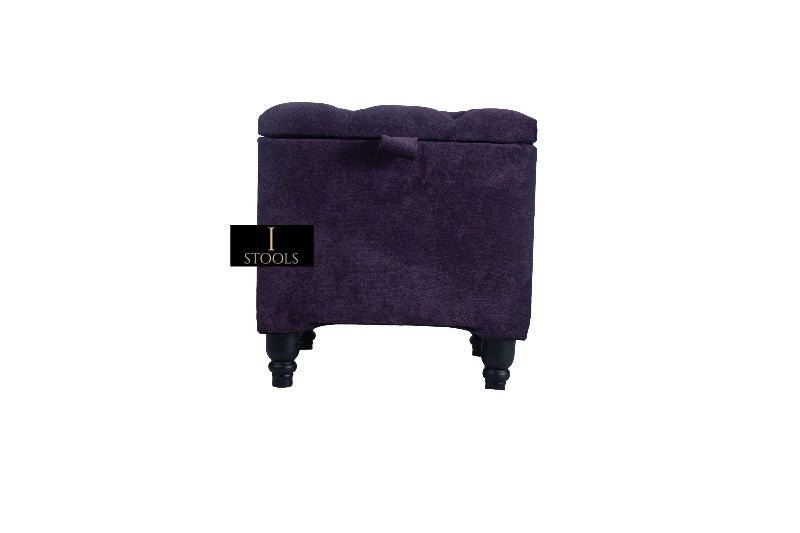 Purple Aubergine Small Storage Box | Purple Footstool with Storage UK | Purple Velvet Stool - ISTOOLS