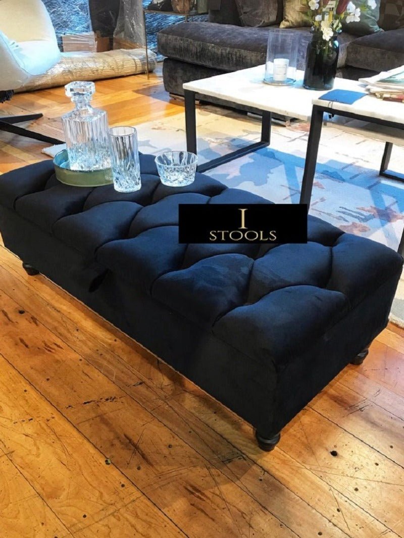 Rectangular chesterfield buttoned Storage Bench coffee table footstool - ISTOOLS