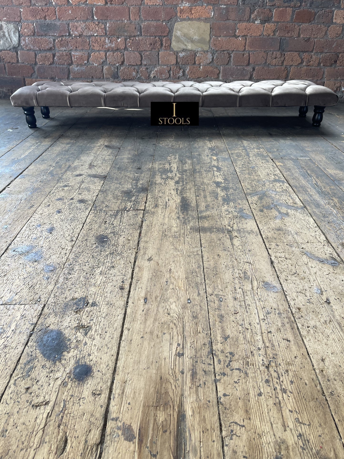 Rectangular Sand Coloured Chesterfield Footstool - ISTOOLS