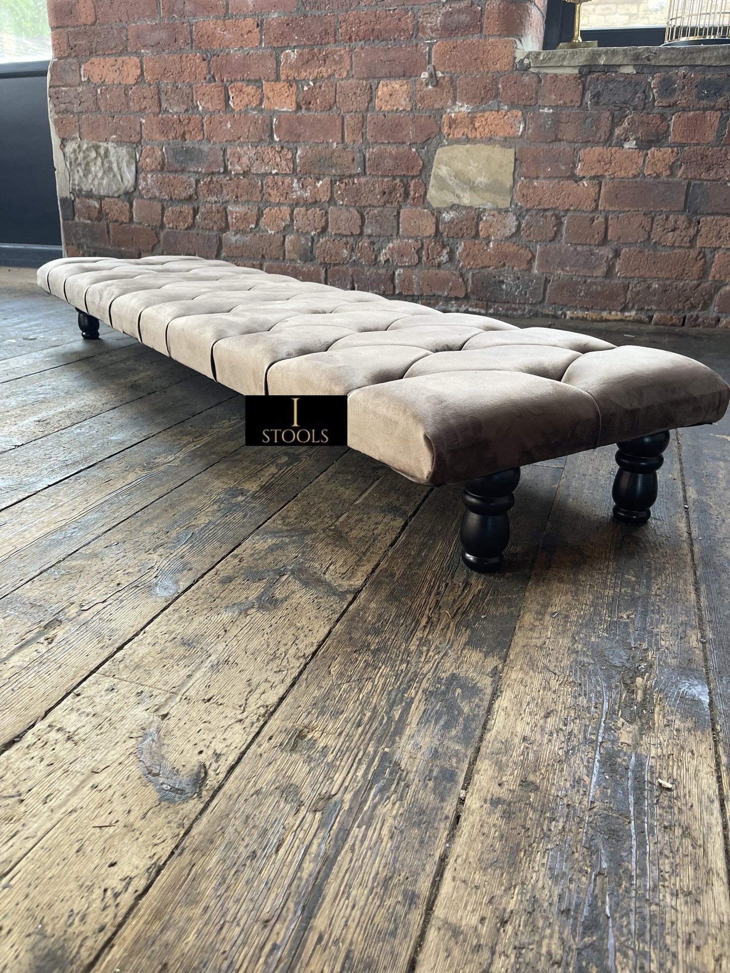 Rectangular Sand Coloured Chesterfield Footstool - ISTOOLS