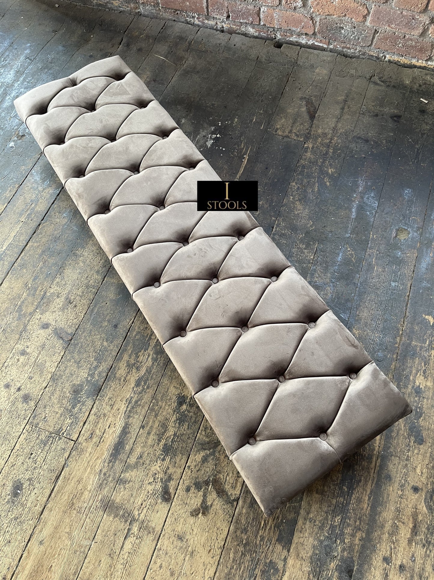 Rectangular Sand Coloured Chesterfield Footstool - ISTOOLS