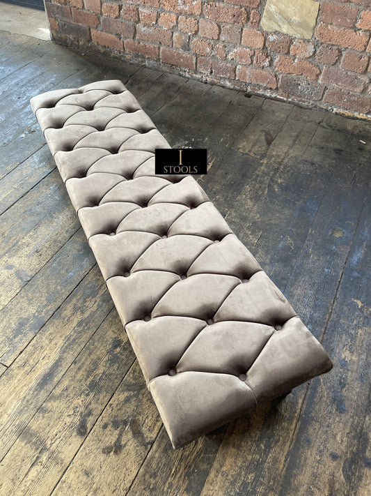 Rectangular Sand Coloured Chesterfield Footstool - ISTOOLS