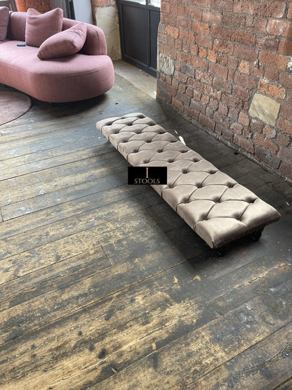 Rectangular Sand Coloured Chesterfield Footstool - ISTOOLS