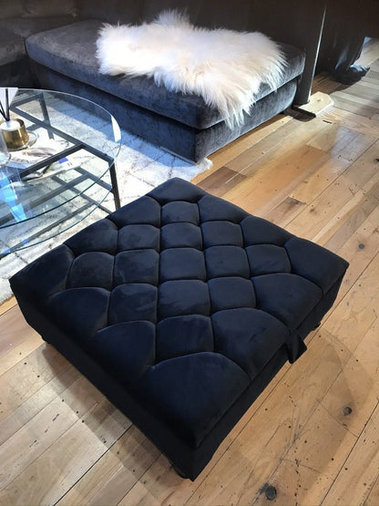 Square chesterfield buttoned Storage coffee table bench - ISTOOLS